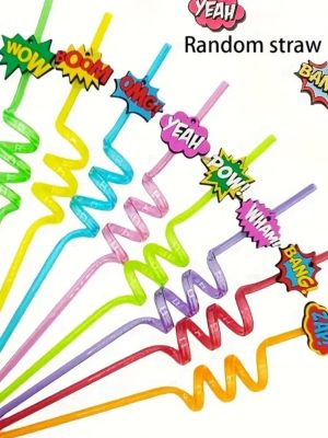 Superhero plastic straws 8 piece