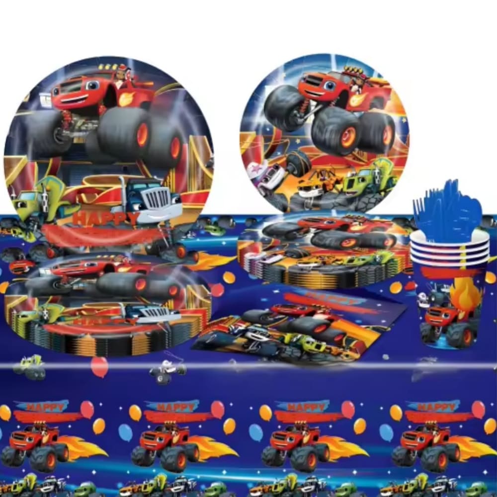 Blaze and The Monster Machines Party Tableware Set-10 Guests 1 Blaze Tableware Set
