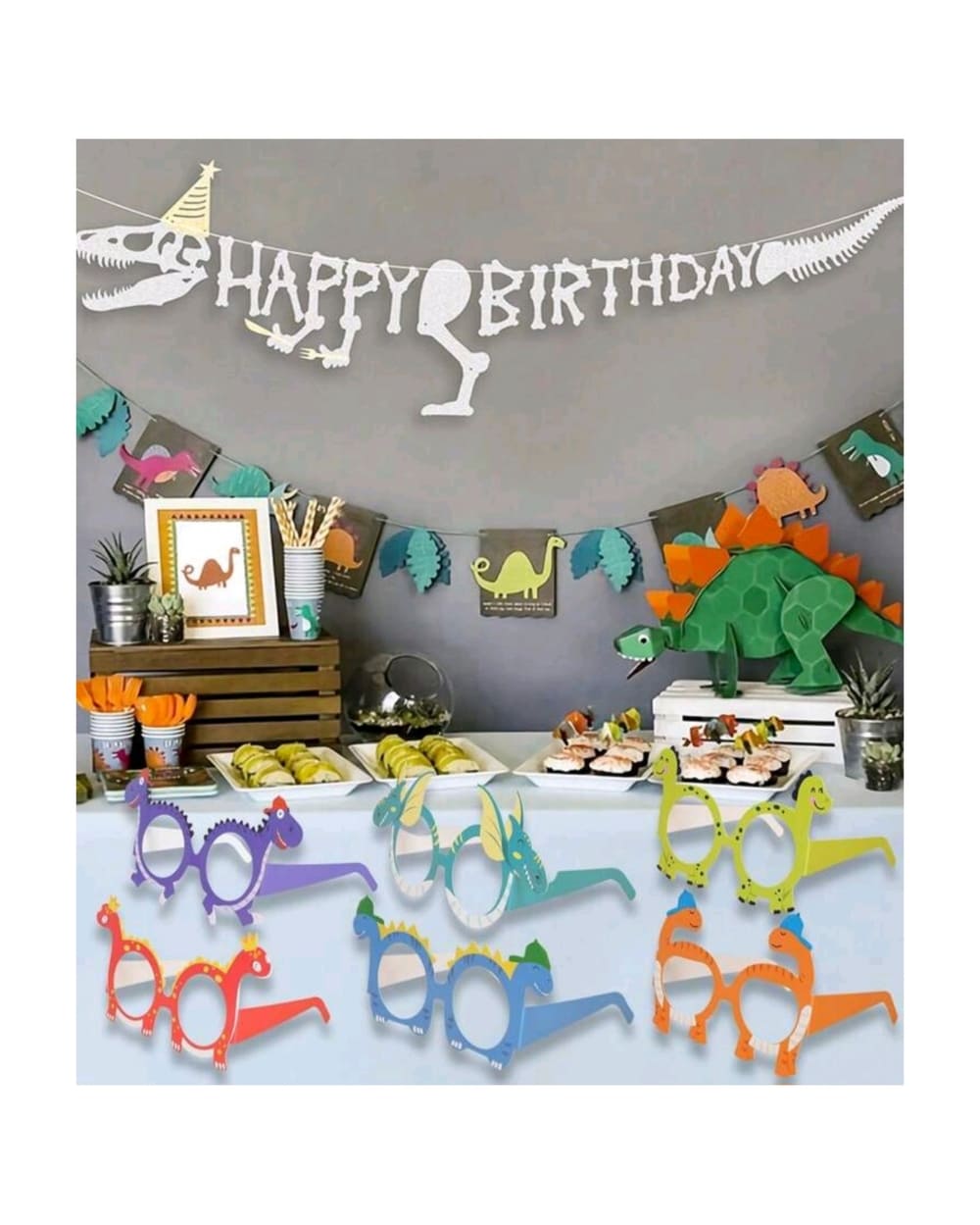 Dinosaur Photo Prop Paper Glasses-6 Piece 1 Dinosaur Party Accesories Paper Photo Props