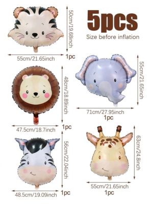 Jungle Safari Animal Head Foil Balloons