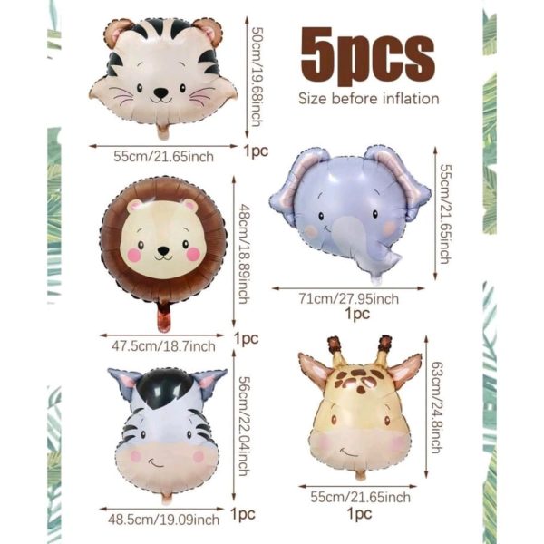 Jungle Safari Animal Head Foil Balloons