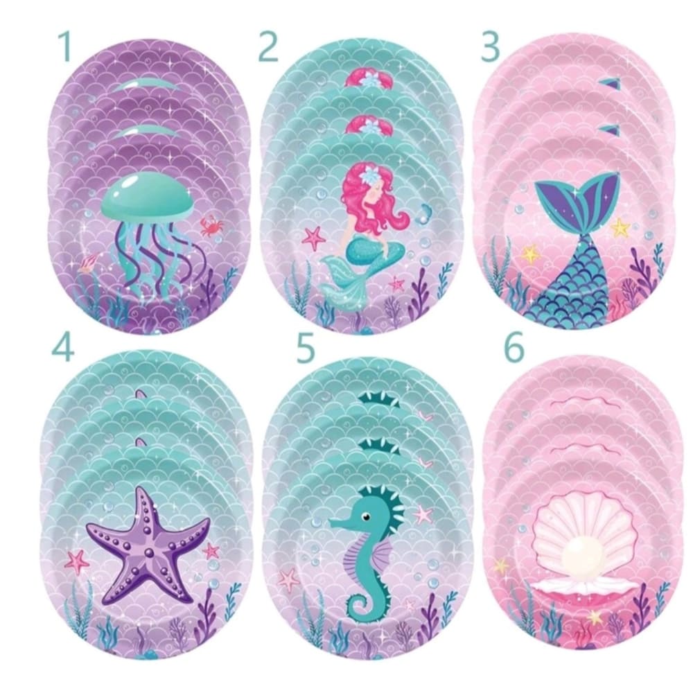 Mermaid Tableware Party Set For 12 Guests 1 Mermaid Ocean Themed Party Paper Plates