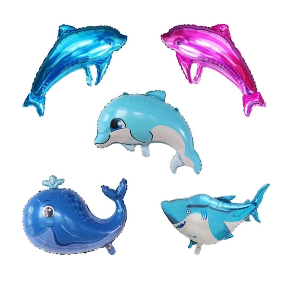 Ocean Animal Foil Balloon Bundle-5 Piece 1 Ocean Themed Foil Balloons Whale Dolphin Shari