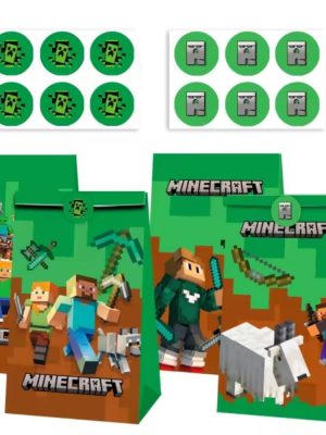 Pixel Miner Party Favor Bags 12 Piece
