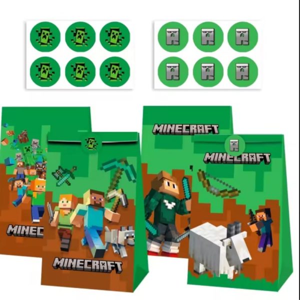 Pixel Miner Party Favor Bags 12 Piece