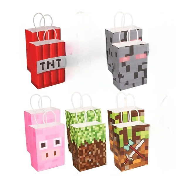 Pixel Miner Party Favor Bags With Handles