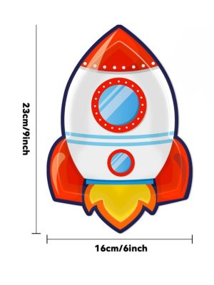 Rocket Shaped Paper Plates Disposable Tableware for a Space Themed Party