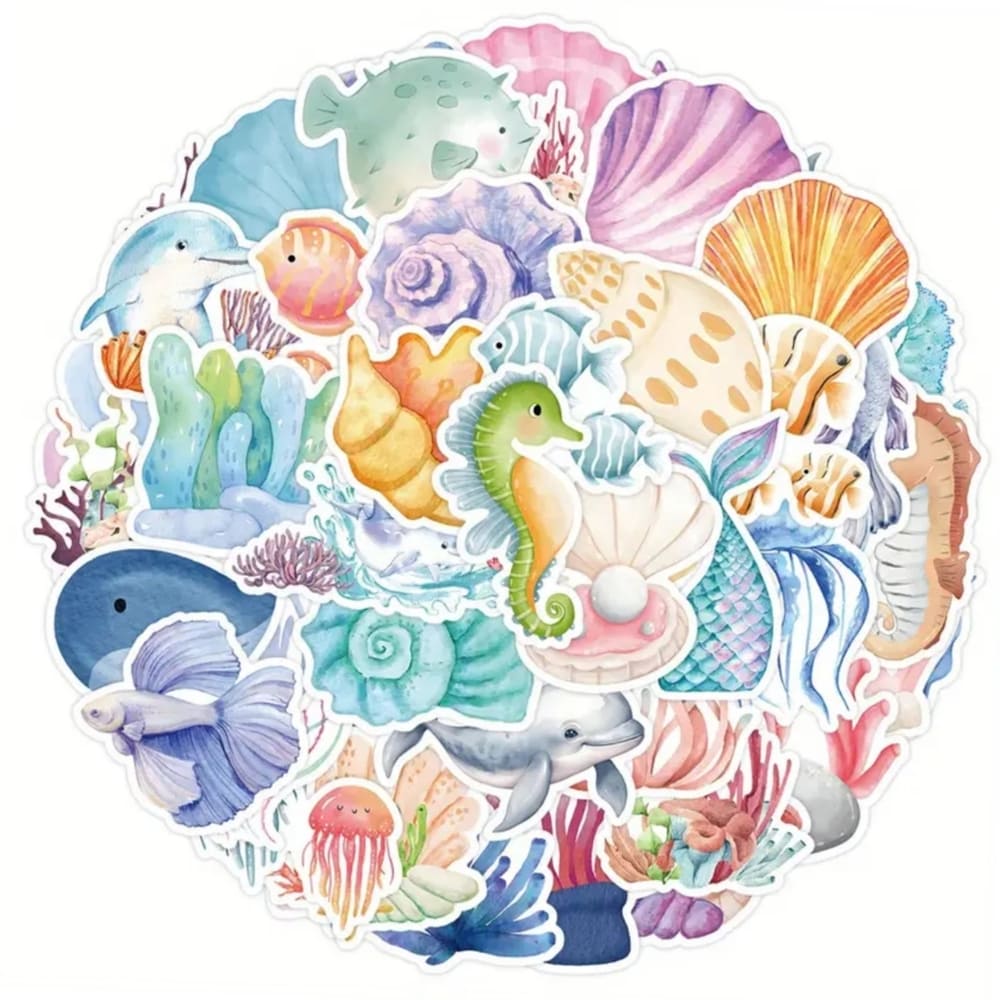 Under The Sea Party Favors Stickers-50 Piece 1 Under The Sea Party Favors Sticker Assorted Designs 50 Piece