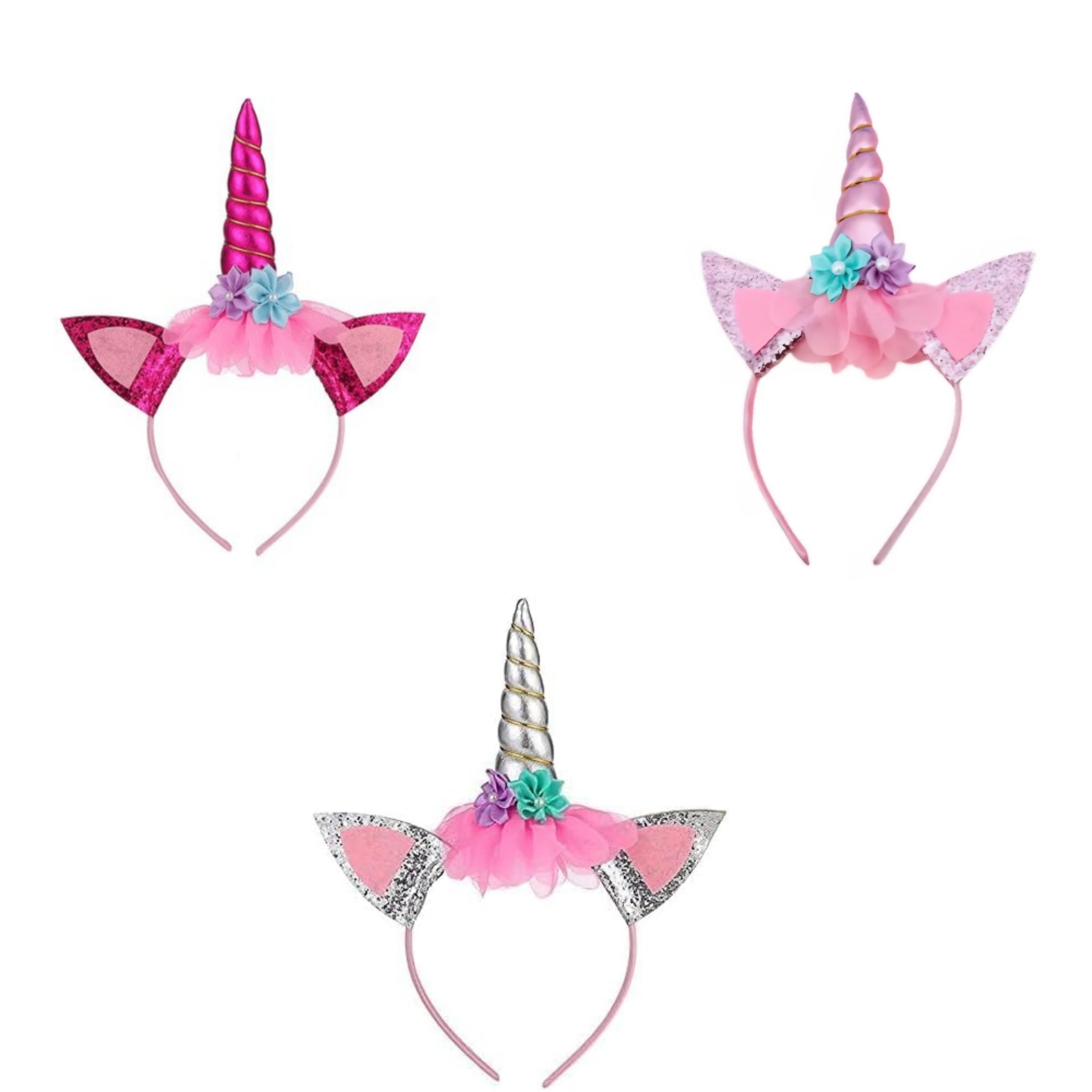 Unicorn Headbands Pink-3 Piece 1 Unicorn Headbands Pink