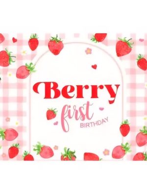 Berry First Birthday Backdrop Strawberry Birthday Decoration
