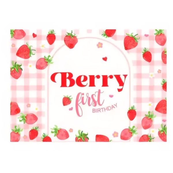 Berry First Birthday Backdrop Strawberry Birthday Decoration