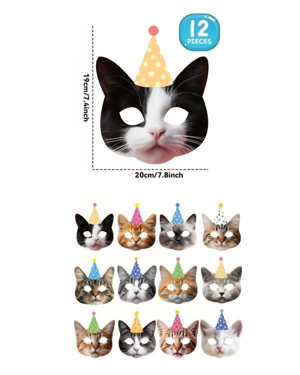 Cat Party Face Masks Cat Party Accesories