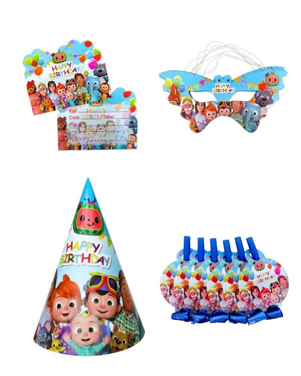 Coco Melon Party Favors Invites Mask Party Hats Blowers