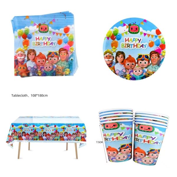 Cocomelon Tableware Plates Napkins Tablecloth Paper Plates