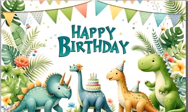 Dinosaur Happy Birthday Backdrop