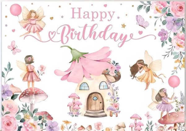 Fairy Happy Birthday Backdrop