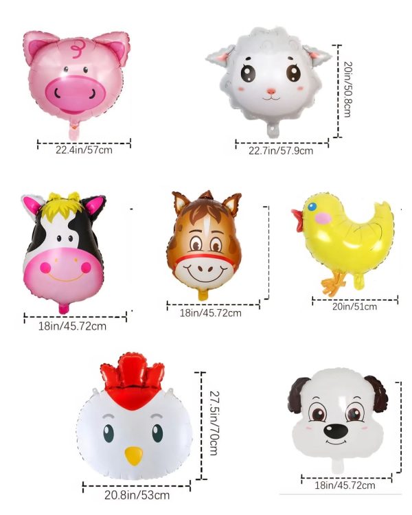Farm Animal Balloons Dimensions