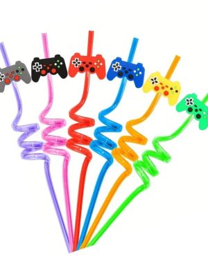 Gamer Party Favors Swirley Plastic Straws