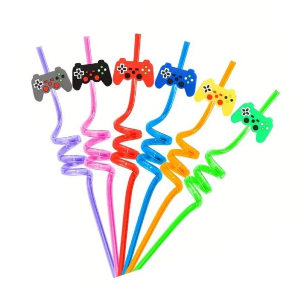 Gamer Party Favors Swirley Plastic Straws
