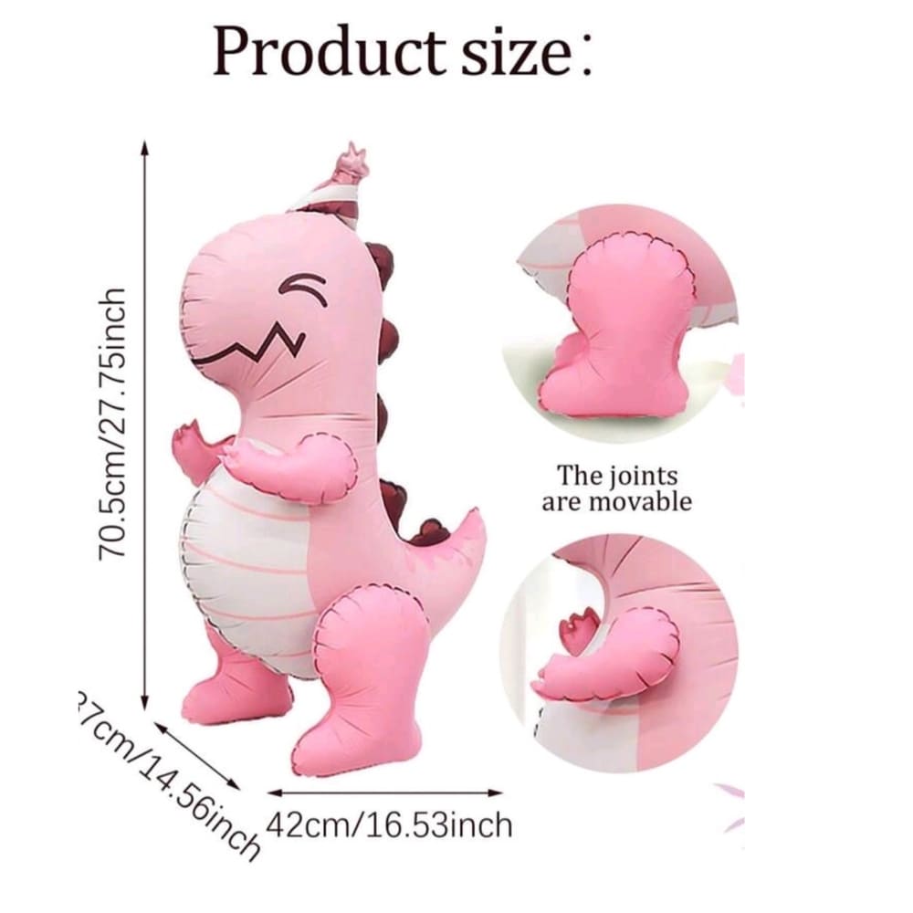 Matte Standing Pink Dinosaur Balloon 2 Matte Pink Dinosuar Standing Balloon Product Size