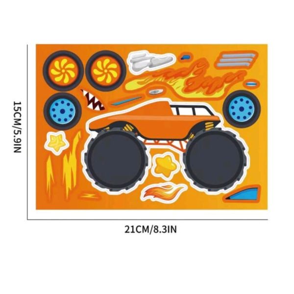 Monster Truck Activity Sheet Sticker Dimensions