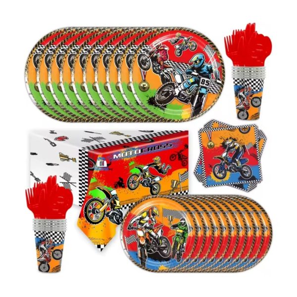 Motocross Tableware Set Dirtbike Party Supplies