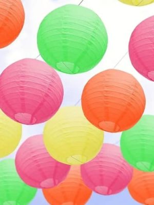 Neon Paper Lanterns Hanging Decorations