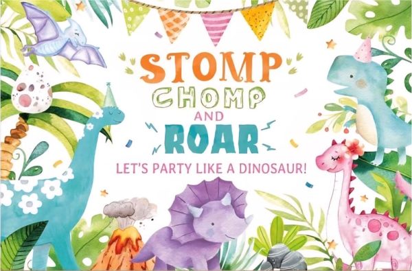 Party Like A Dinsosaur Backdrop