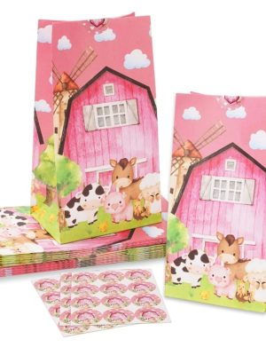 Pink Farm Animal Favor Bags Party Favors