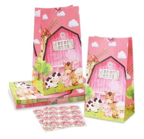 Pink Farm Animal Favor Bags Party Favors