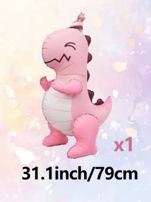 Pink Matte Dinosaur Standing Balloon Party Decor Pink Dinosaur Themed Party