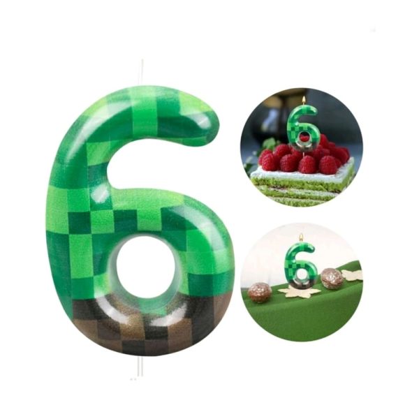 Pixel Birthday Candle Number Six