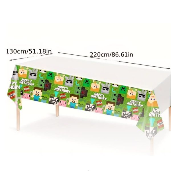 Pixel Miner Happy Birthday Tablecloth