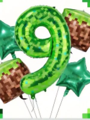 Pixel Number Nine Foil Balloon Bundle
