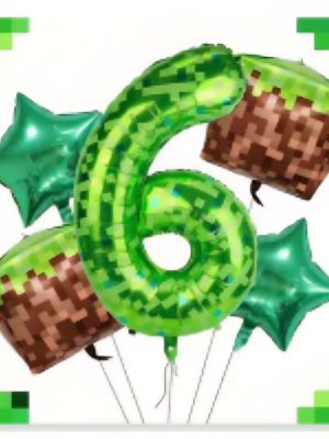 Pixel Number Six Foil Balloon Bundle