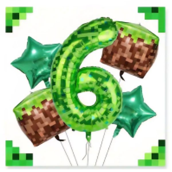 Pixel Number Six Foil Balloon Bundle