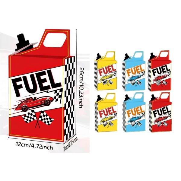 Race Car Fuel Cans Saped Party Favor Boxes Dimensions