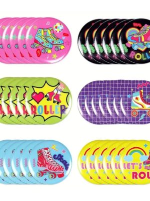 Roller Skate Party Favors Button Badges Assorted Designs