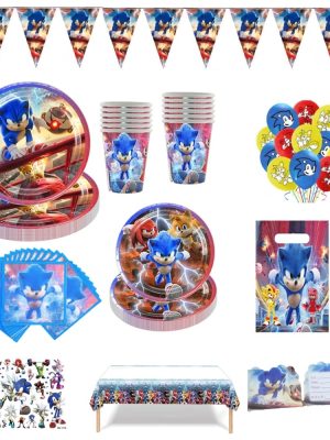 Sonic Party Bundle Sonic Tableware Sonic Latex Balloons Sonic Invites Sonic Party Loot Bags Sonic Temporary Tattoos