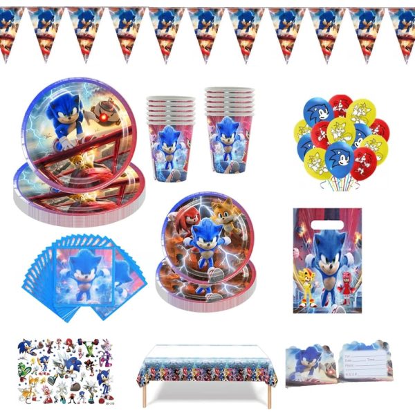 Sonic Party Bundle Sonic Tableware Sonic Latex Balloons Sonic Invites Sonic Party Loot Bags Sonic Temporary Tattoos
