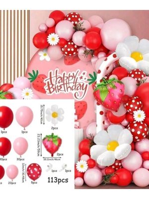 Strawberry Balloon Arch Kit Strawberry Party Decorations