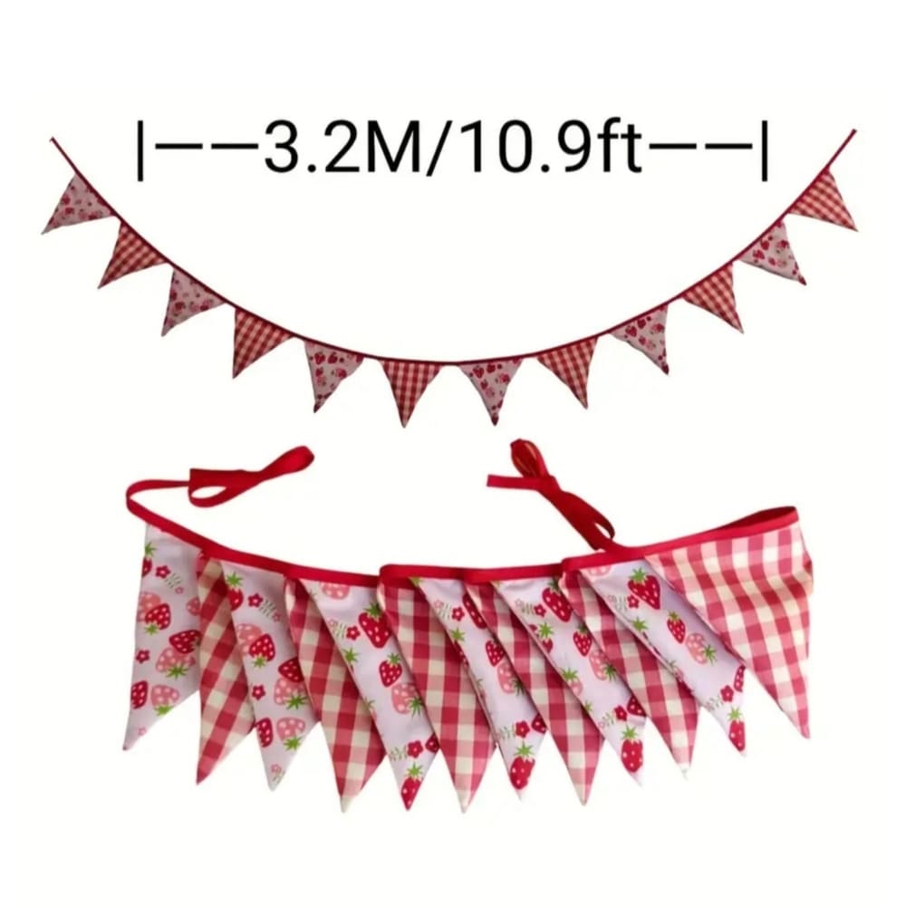Strawberry Fabric Bunting-1 Piece 1 Strawberry Bunting Strawberry Decor