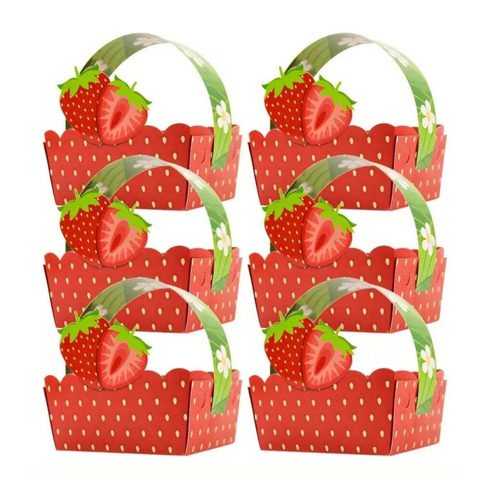 Strawberry Basket Snack Trays-6 Piece 1 Strawberry Snack Trays With Handles Strawberry Table Decorations