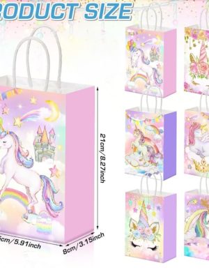 Unicorn Party Favor Bags With Handle Product Size
