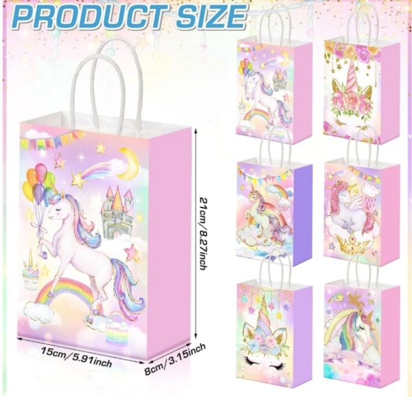 Unicorn Party Favor Bags With Handle Product Size