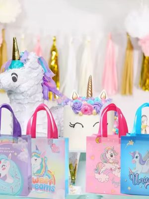Unicorn Rainbow Party Favor Tote Bags