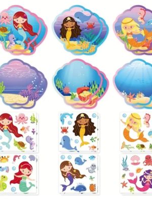 Mermaid Party Favor Activity Sheet Stickers
