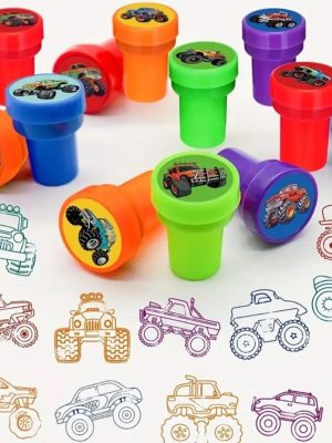 Monster Truck Party Favors Ink Stamps Assorted Colours