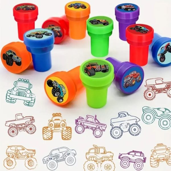 Monster Truck Party Favors Ink Stamps Assorted Colours