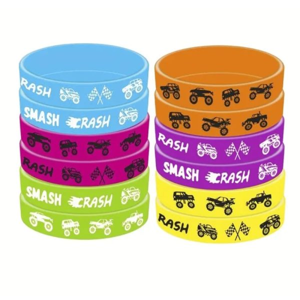 Monster Truck Party Favors Silicone Wristbands 6 Piece